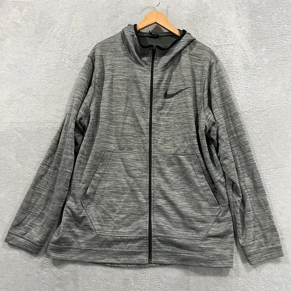 Nike Dri-Fit Fleece Hoodie Full‎ Zip Mens 2XL Basketball Gray Workout AH7596-050